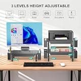 WALI Height Adjustable Computer Monitor Stand and Desk Organizer with Drawer
