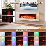 ORALNER 36-Inch 3-Sided Wall Mount Electric Fireplace with 50-Inch Floating Mantel