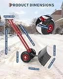 COZONY 29-Inch Heavy-Duty Wheeled Snow Shovel with Adjustable Metal Frame