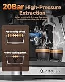 AMZCHEF Compact Espresso Machine with Integrated Grinder and Steam Wand