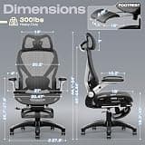 ELABEST X100 Ergonomic Mesh Office Chair with Footrest & 3D Lumbar Support