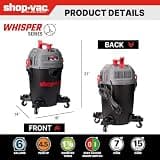 Shop-Vac Ultra Quiet 6-Gallon Wet/Dry Vacuum Cleaner, 4.5 Peak HP Motor