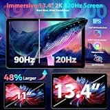 QDDQ 13.4-inch 2K Android 16 Tablet with 256GB Storage, Keyboard, Mouse, and Stylus