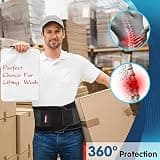 FEATOL Back Brace Support Belt with Lumbar Pad and Rigid Support Strips