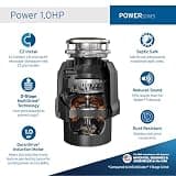 InSinkErator Power Series 1 HP Continuous Feed Garbage Disposal, Black