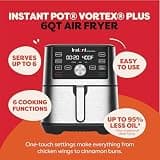 Instant Pot Vortex Plus 6-Quart 6-in-1 Air Fryer with Dishwasher-Safe Basket