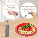 Pekokavo Angle Adjustable Adaptive Spoon and Fork Set with Non-Slip Grip